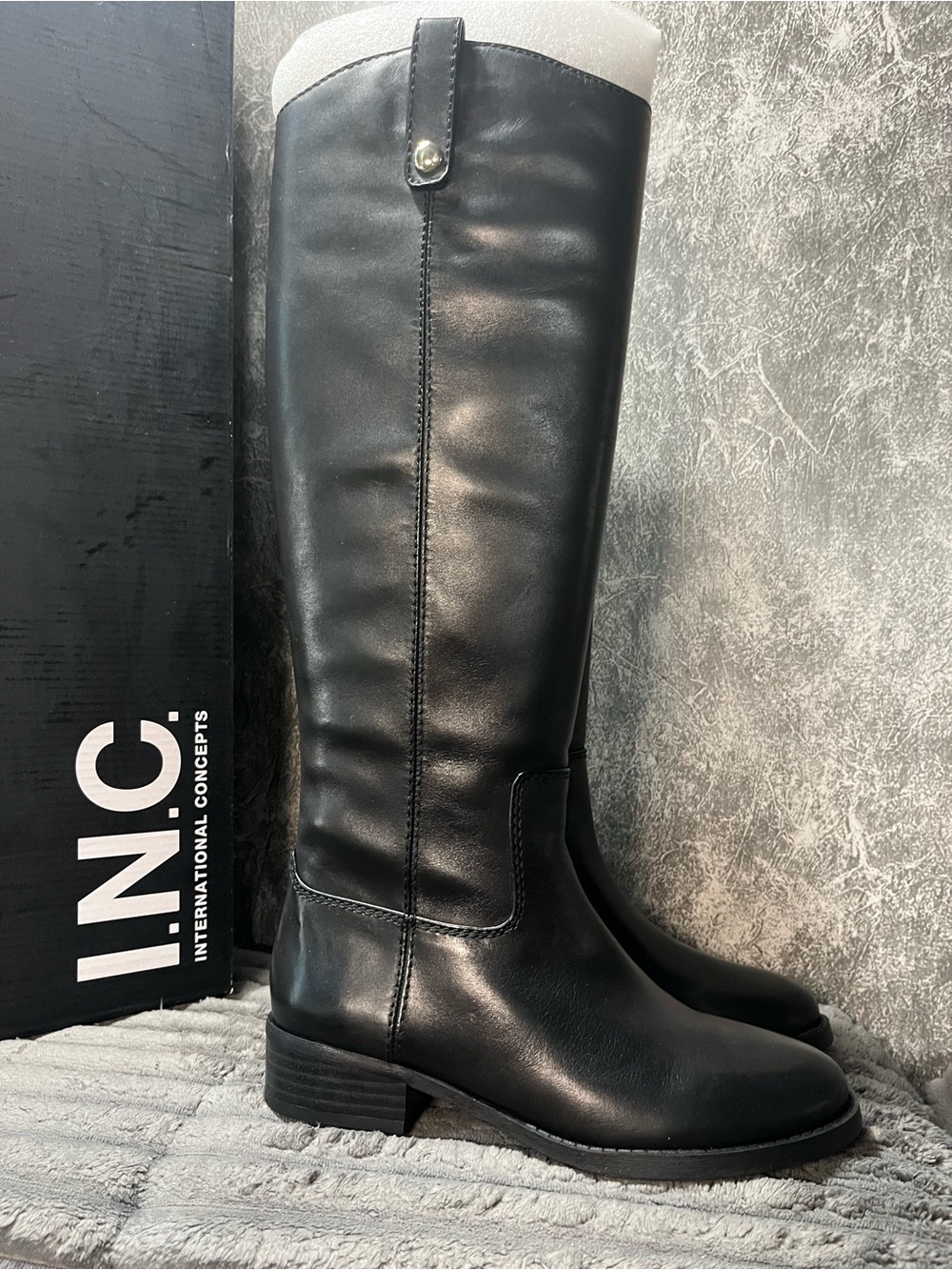 INC International Concepts Black Over-the-Knee Riding Boots
